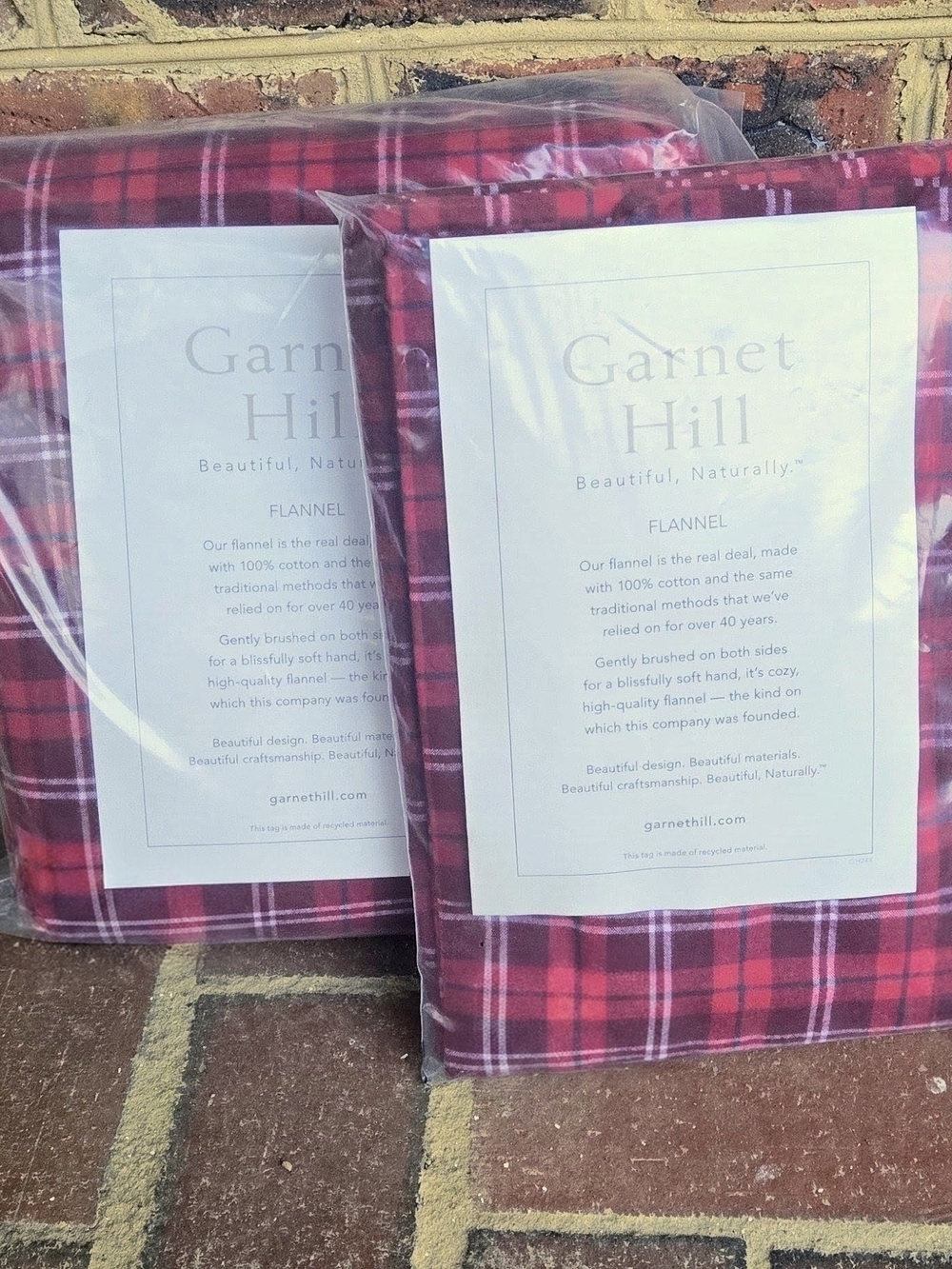 Garnet Hill Red Plaid Flannel Queen Sheet Set